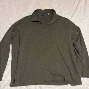 Ralph Lauren Olive Green Sweatshirt with Folded Collar and Long Sleeves